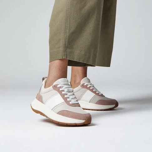 Ladies Genuine Leather F-Mode Flatform Sneakers