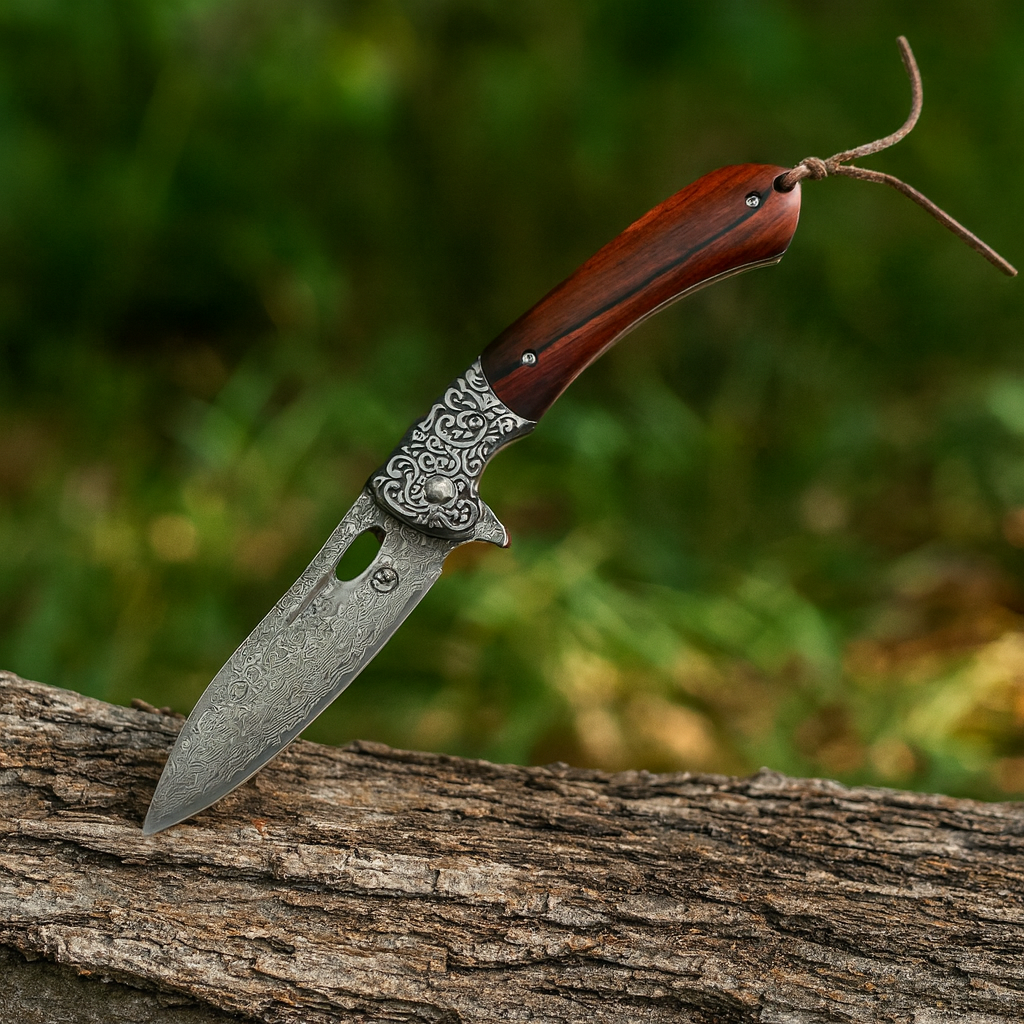 Premium Stainless Damascus Folding Knife