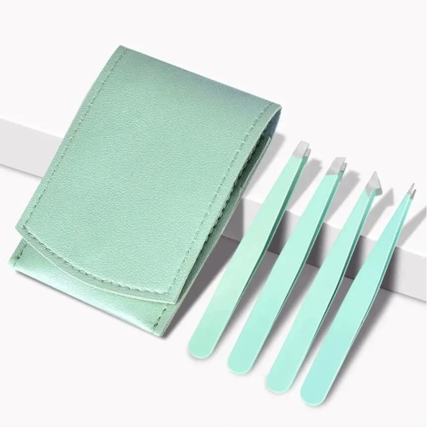 4-Piece Tweezer Set with Carry Case
