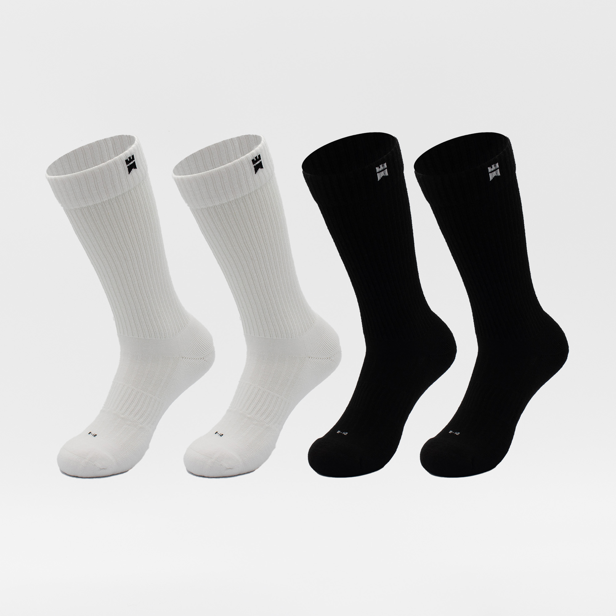 4x Ribbed Crew Height Socks