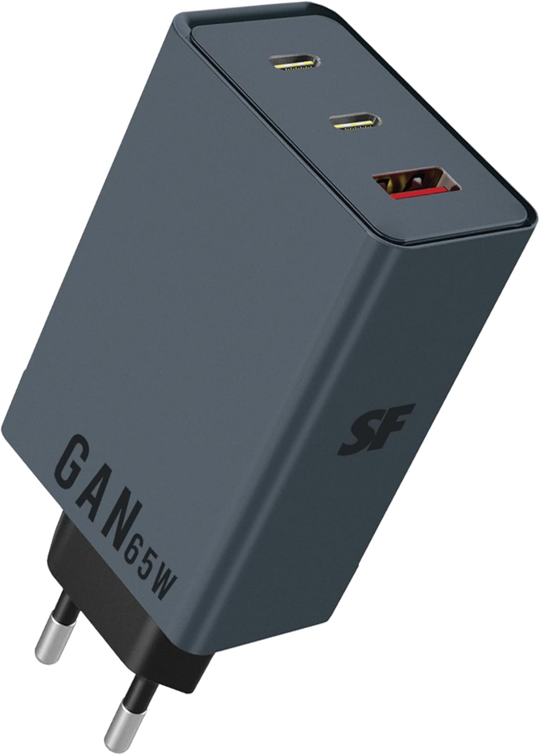 65W GaN Fast Wall Charger with Dual USB-C & USB-A Ports
