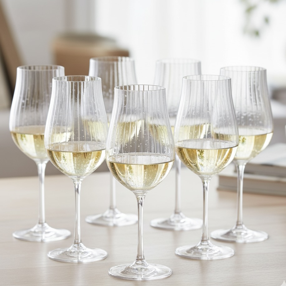 6x 450ml Tulipa Optic White Wine Crystal Glasses