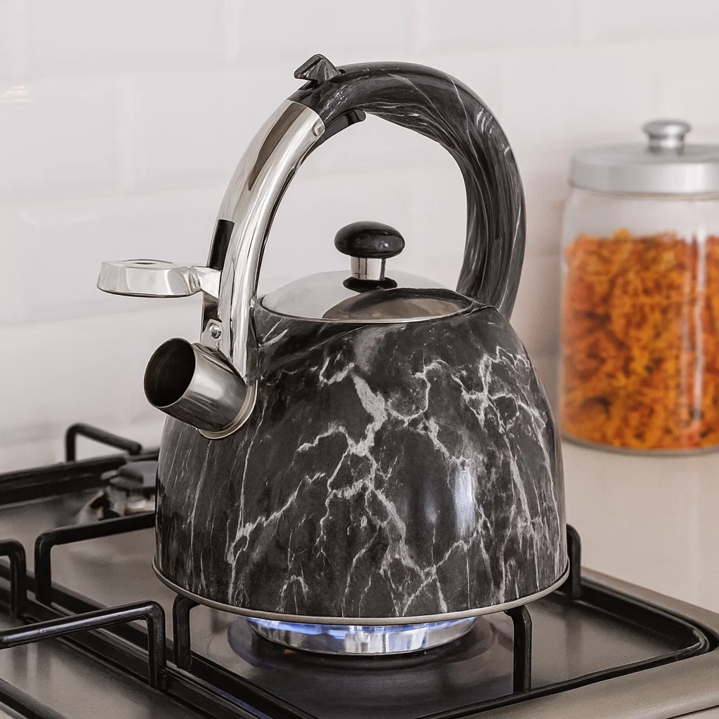 3L Marble Inspired Whistling Stove Top Kettle