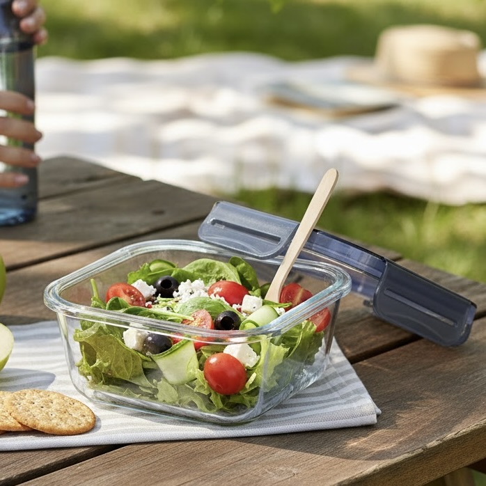 6x 355ml Square Glass Containers