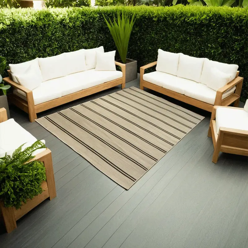 Striped Cream Outdoor Rug