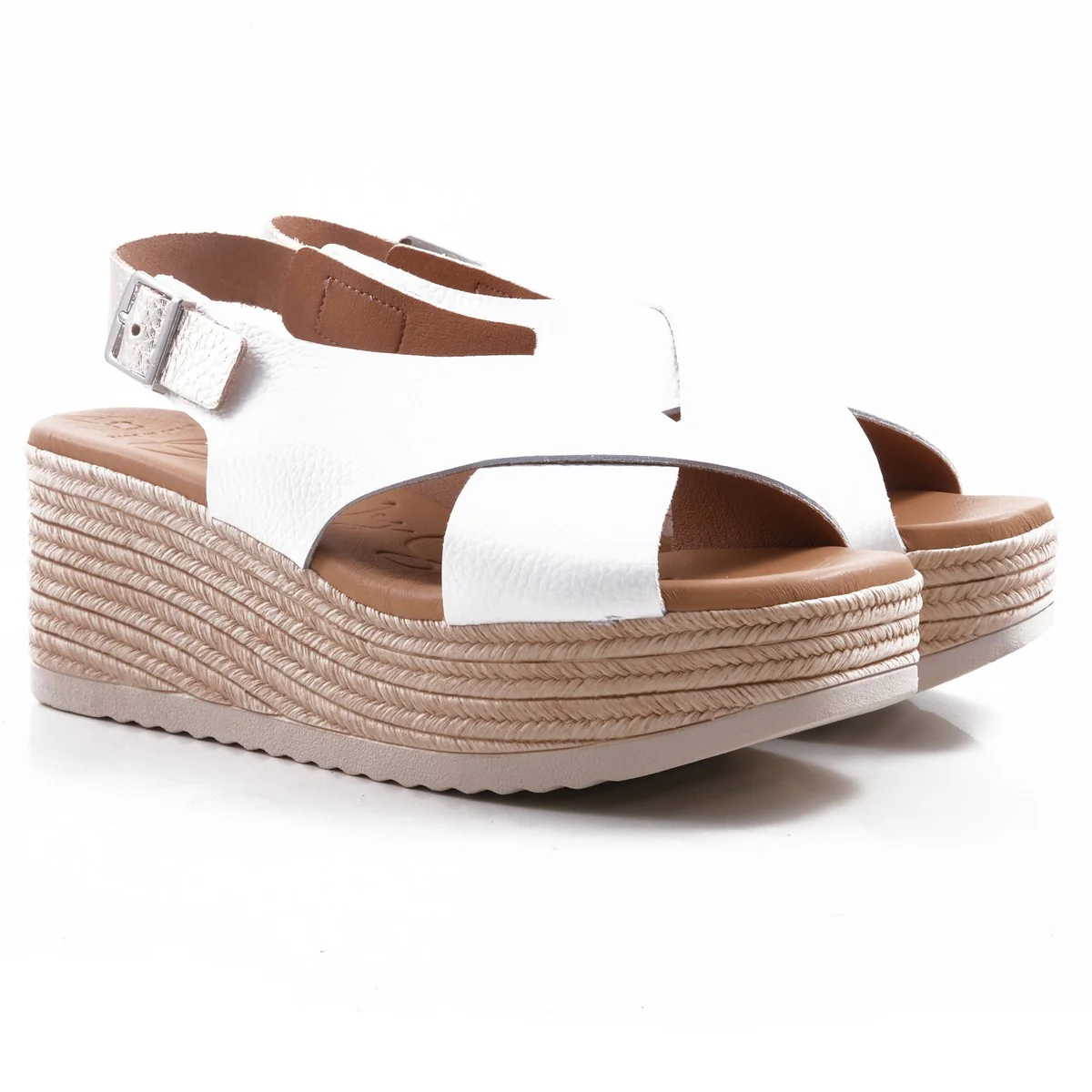 Ladies Genuine Leather White Ontana Wedges