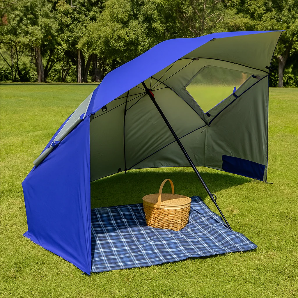 UPF 50+ Canopy Umbrella with Sun and Rain Shelter Windows
