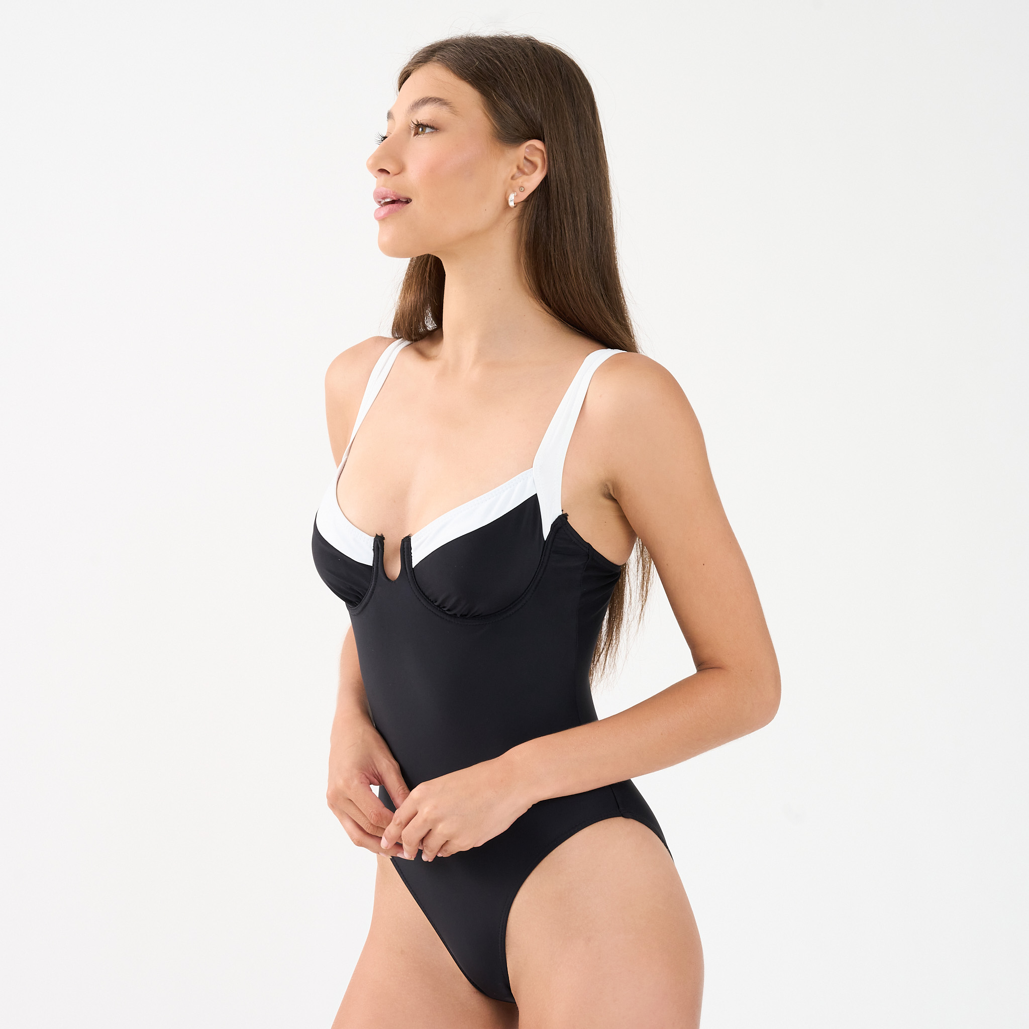 Ladies Black & White Trim Swimsuit