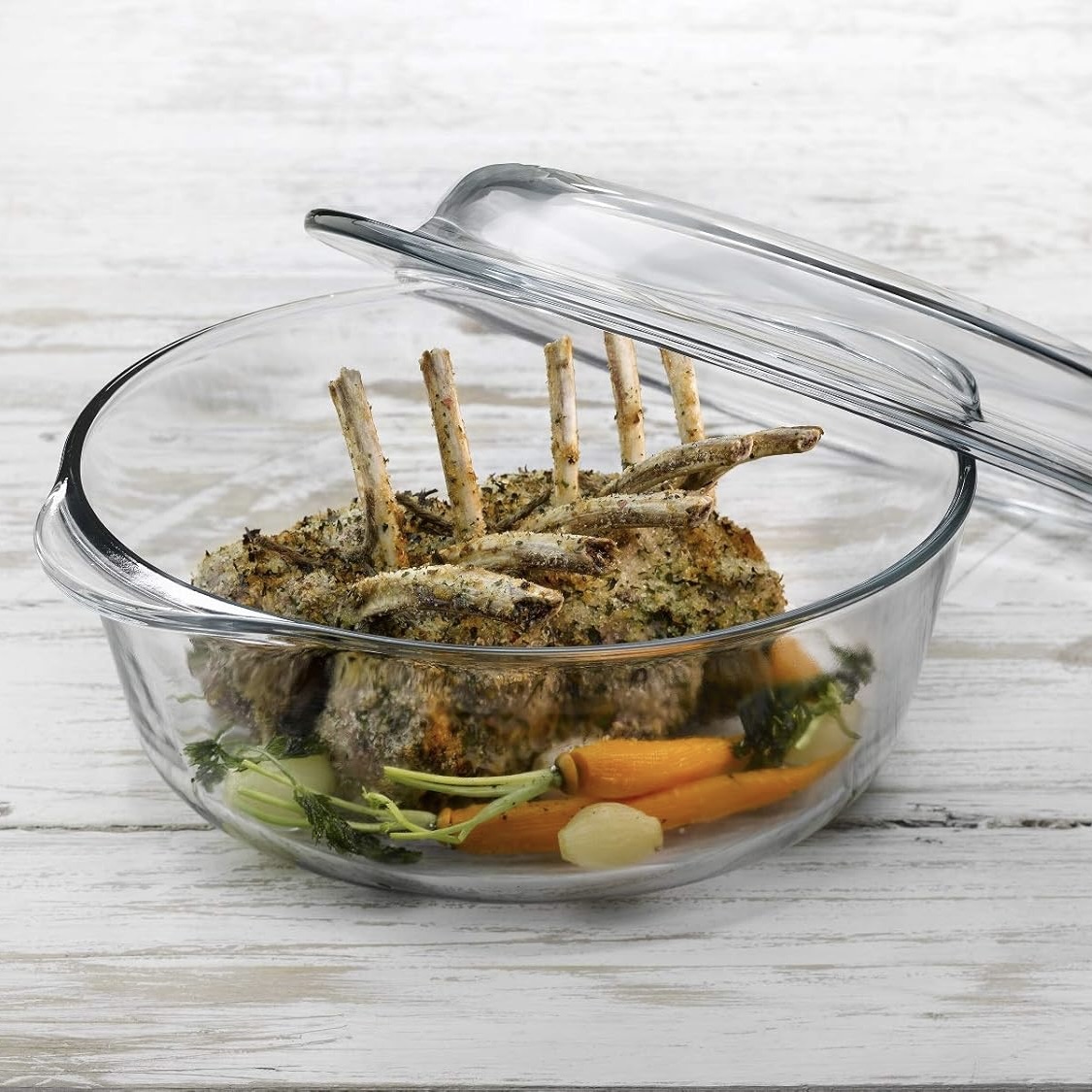 2.1L Clear Round Casserole with Lid