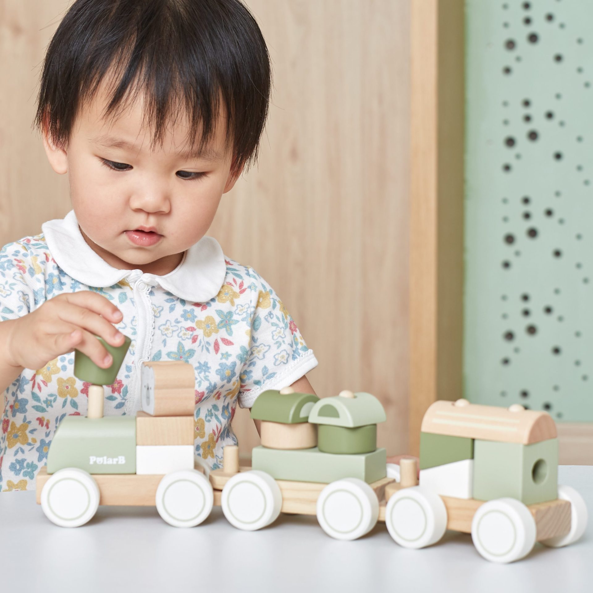 Green Wooden Stacking Train