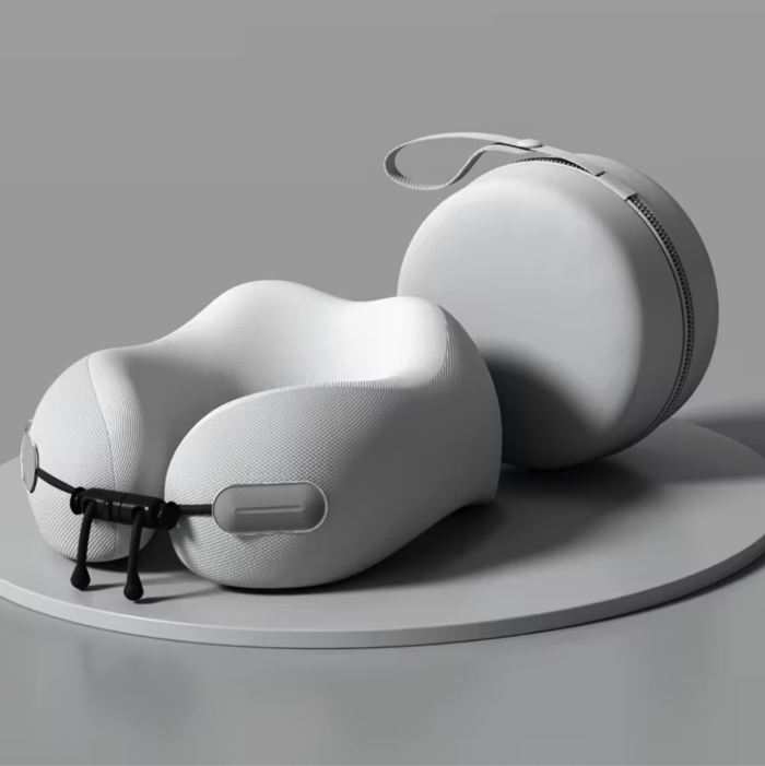 Memory Foam Travel Pillow with Hardshell Storage Case