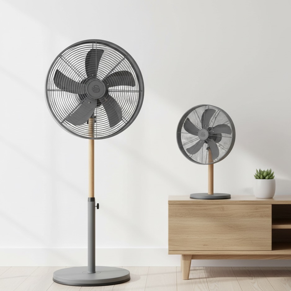 2x Nordic Slate Grey Desk and Pedestal Fan Combo Set