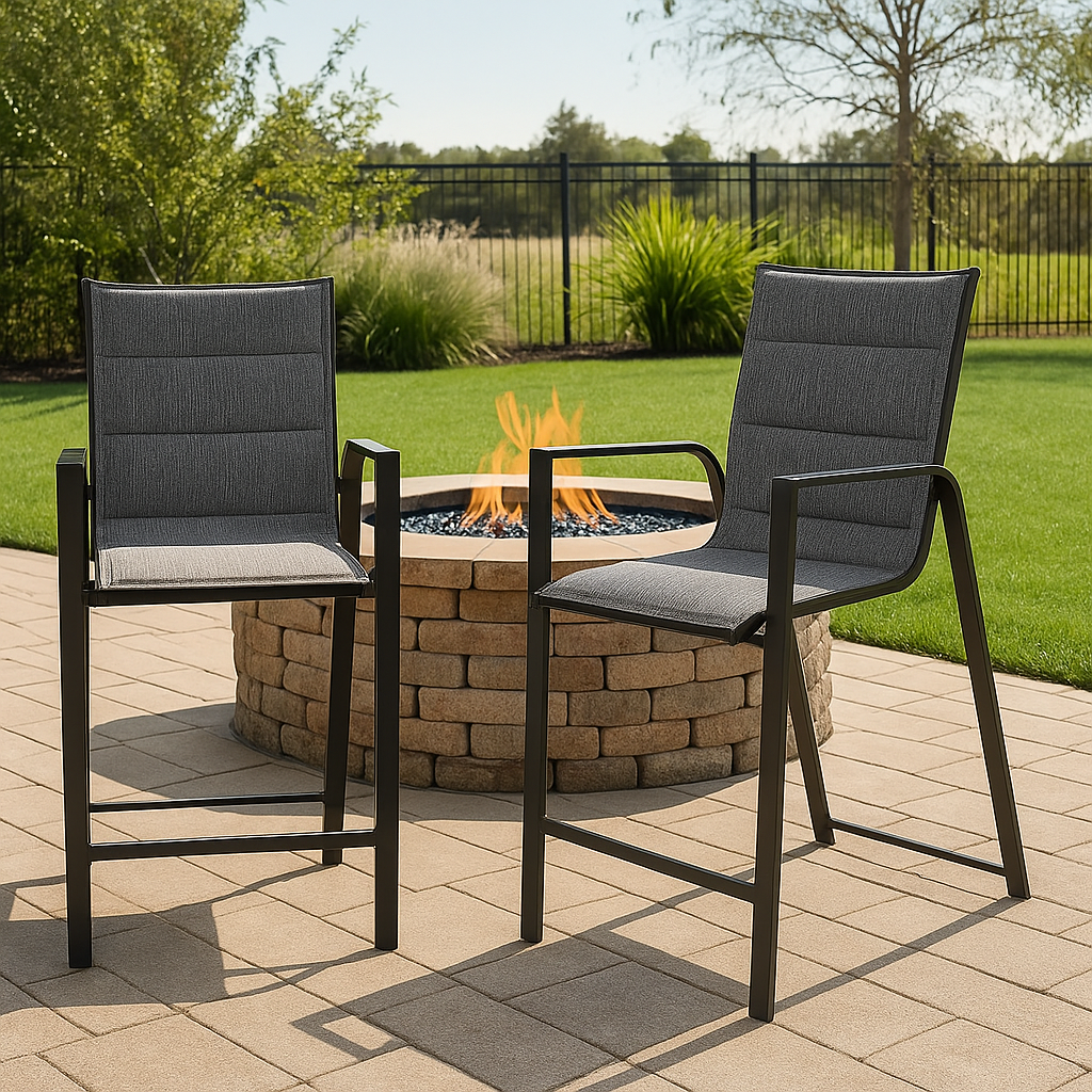 2x Miron Steel Frame High Bar Chairs