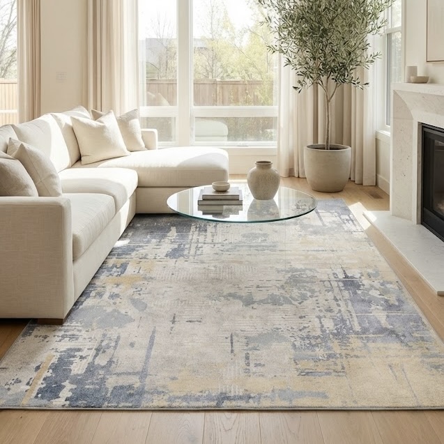 Torino Modern Abstract Gold Rug