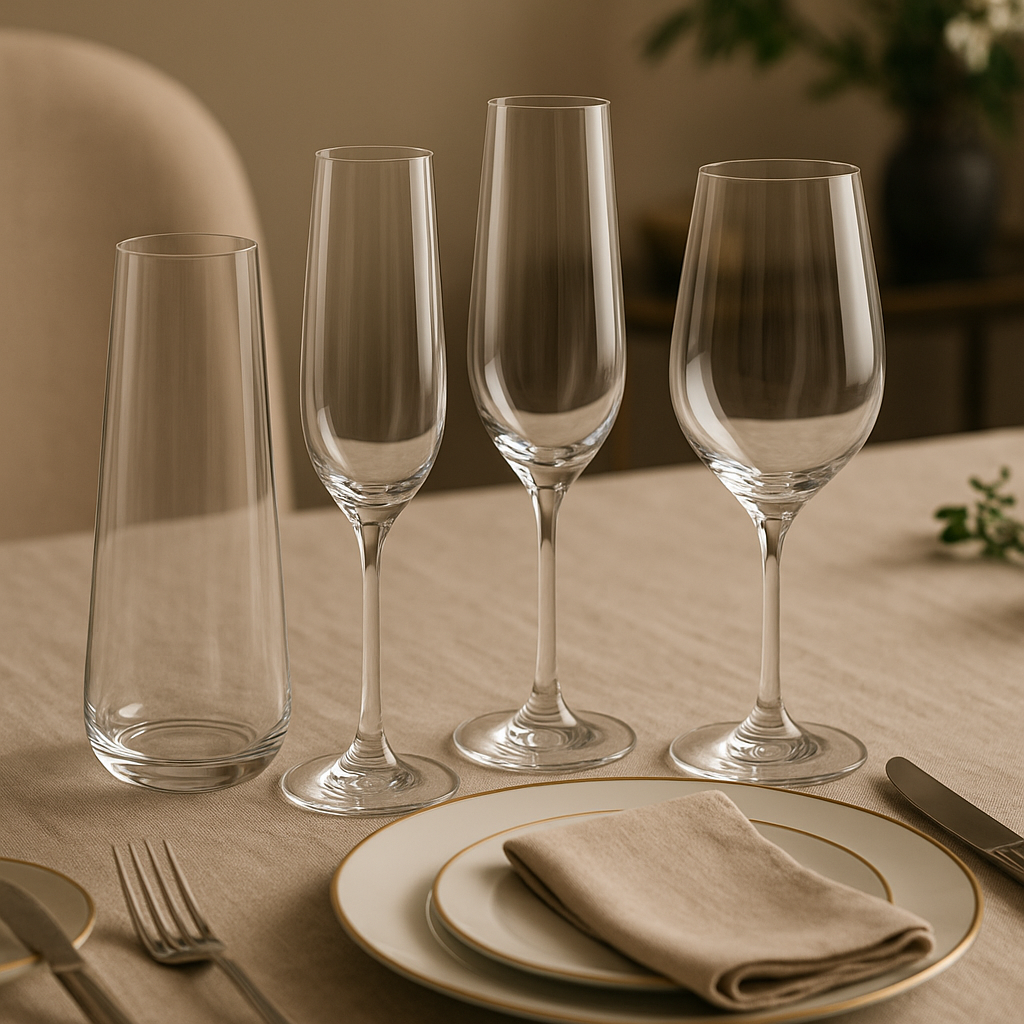 6x Crystal Champagne Flutes