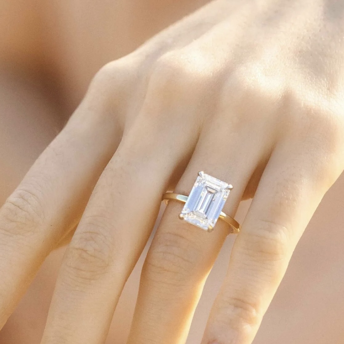 5ct Emerald Cut Lab Grown Diamond Solitaire Ring