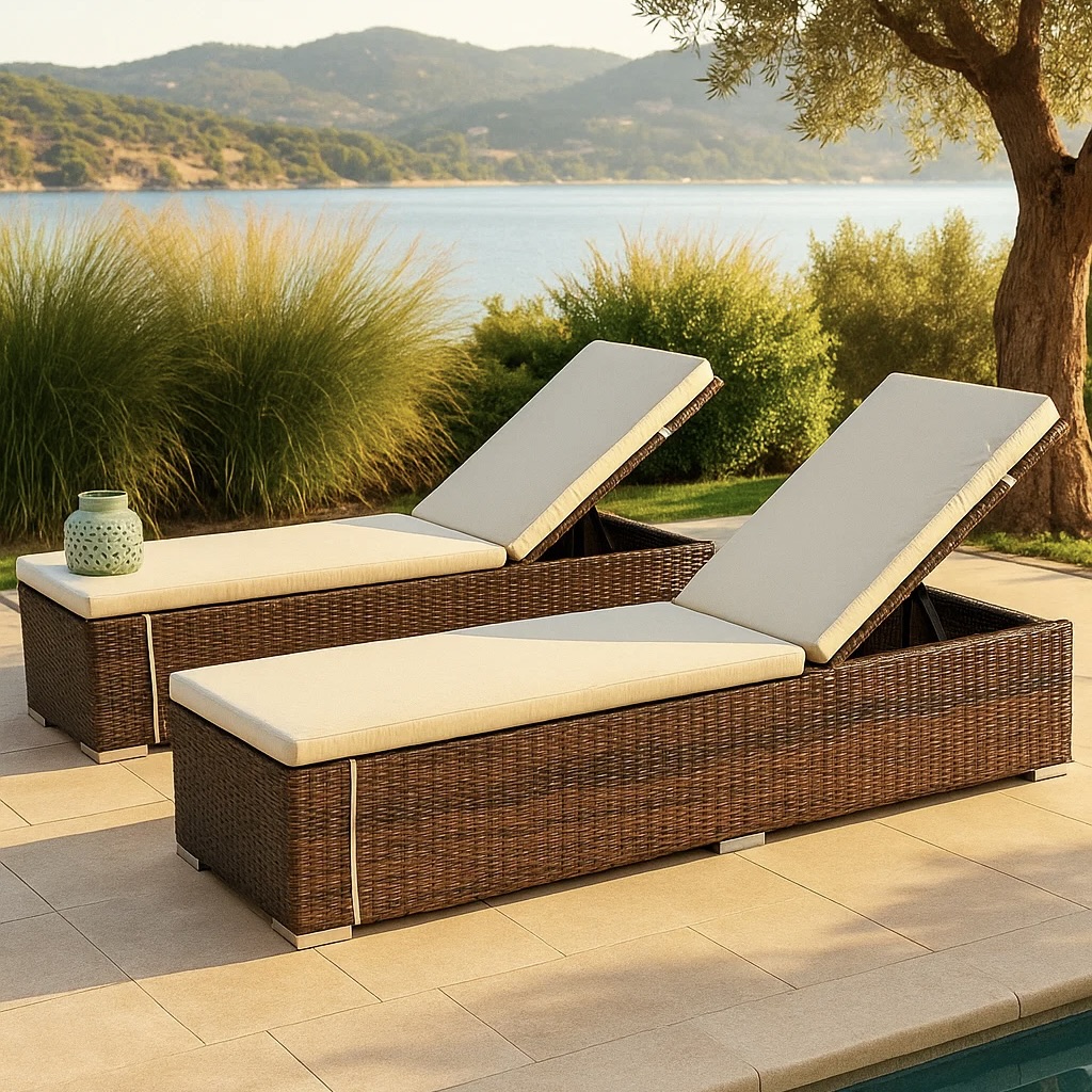 2-Piece Outdoor Sun Loungers