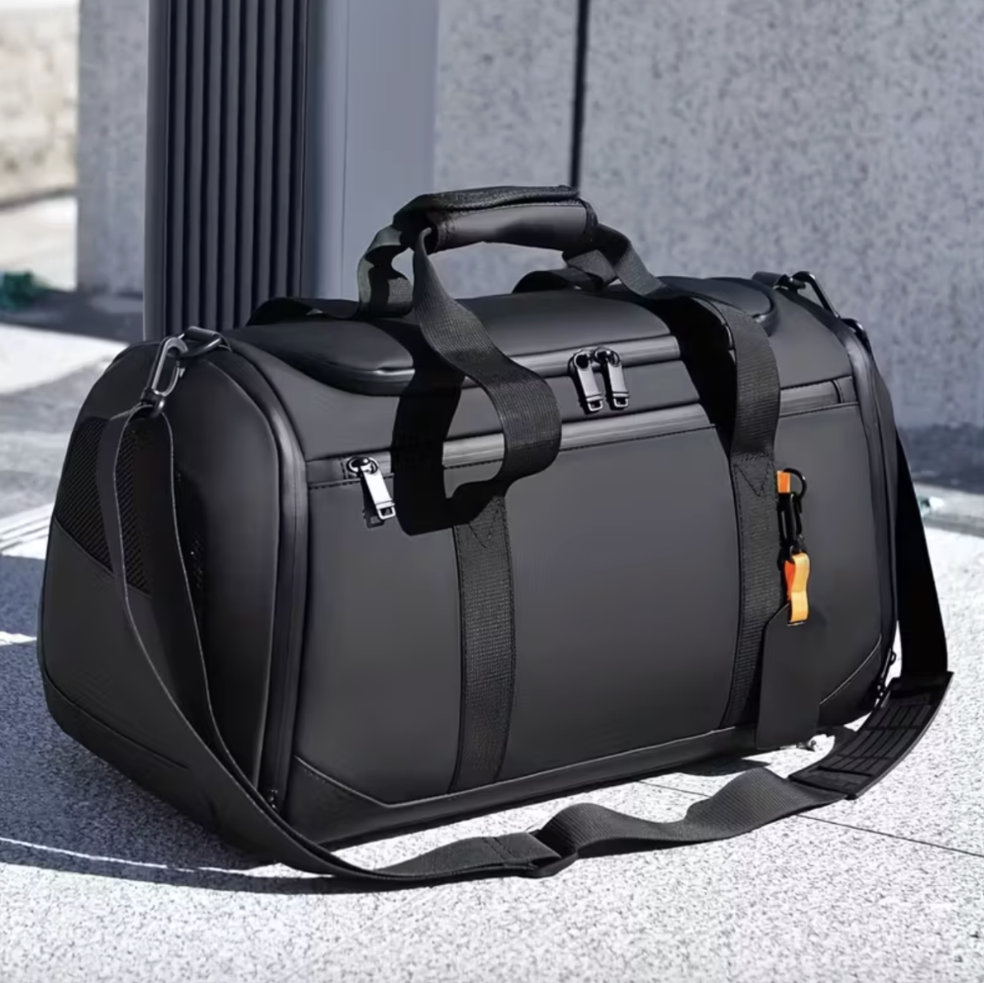 PU Leather Travel Duffel Bag with Shoe Compartment