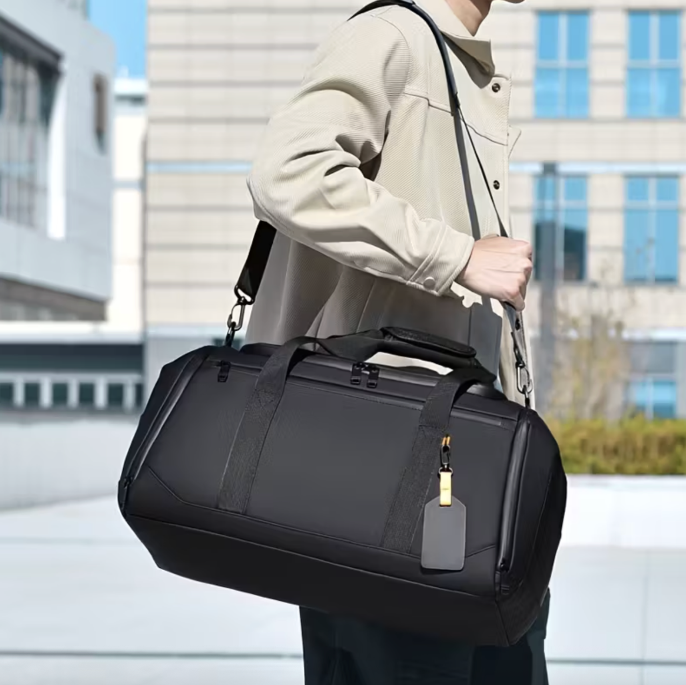 PU Leather Travel Duffel Bag with Shoe Compartment