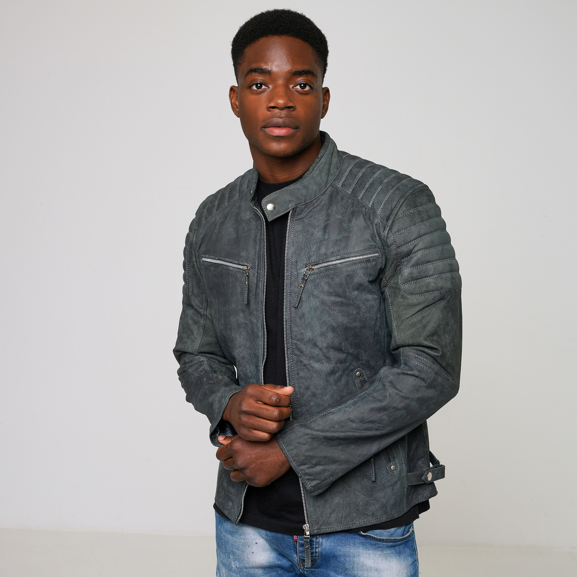 Men's Jhonny Snuff Olive Leather Jacket