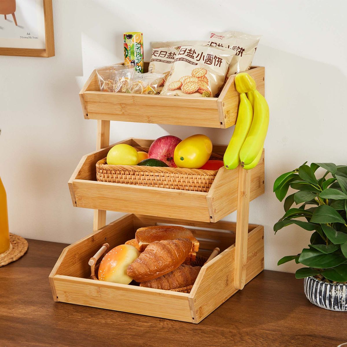 2 or 3-Tier Bamboo Storage Basket