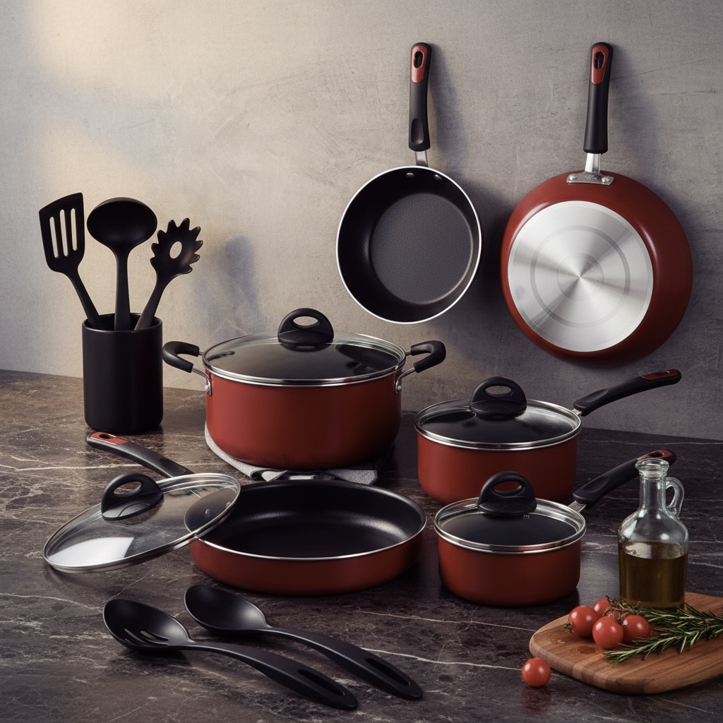 13-Piece Non-Stick Aluminum Cookware Set