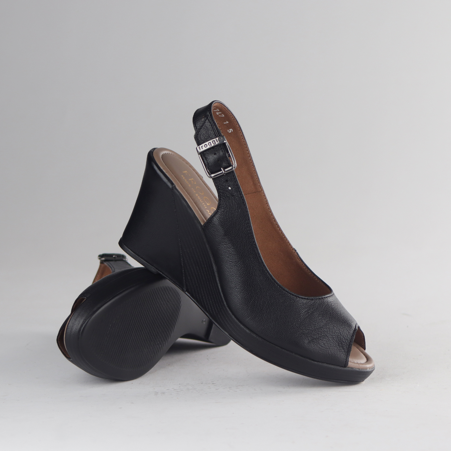 Ladies Genuine Leather Buckle Wedges