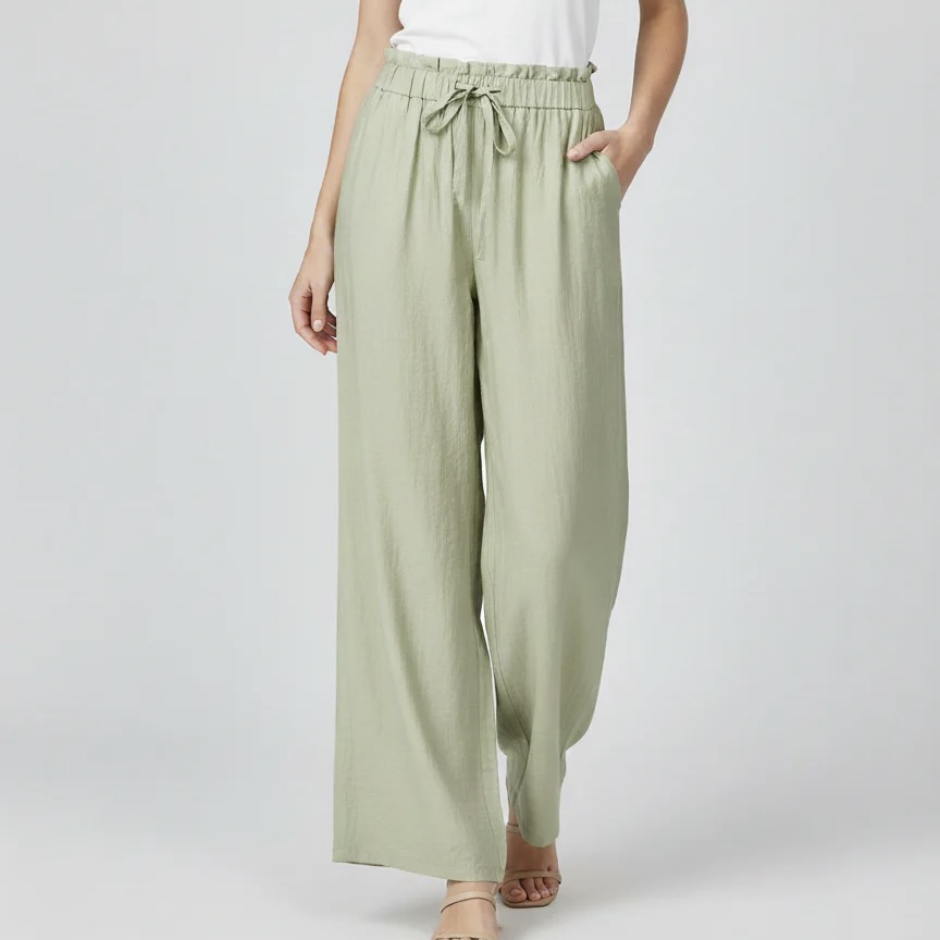 Ladies Extra Wide Leg Linen Pants with Pockets