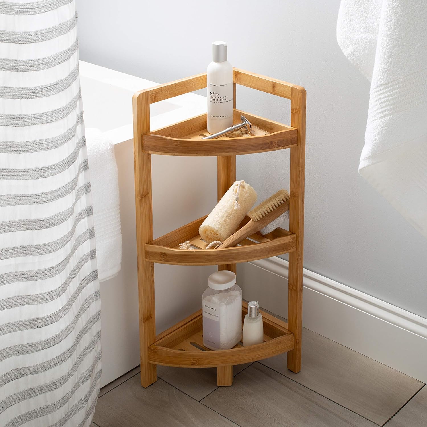 3-Tier Bamboo Corner Rack