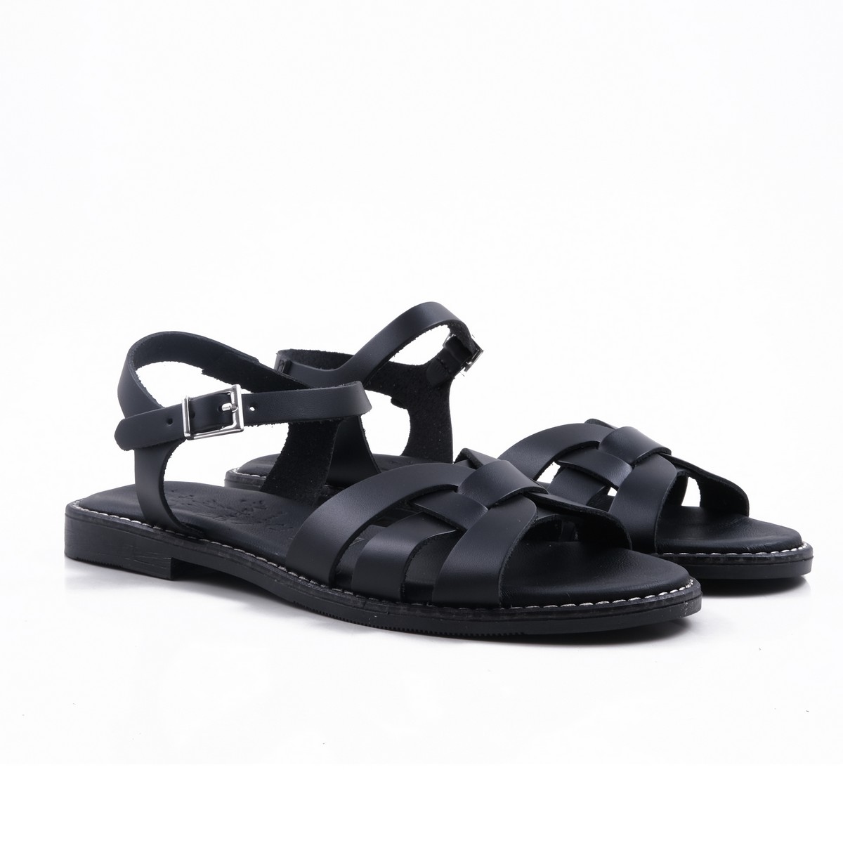 Ladies Genuine Black Leather Osawa Sandals
