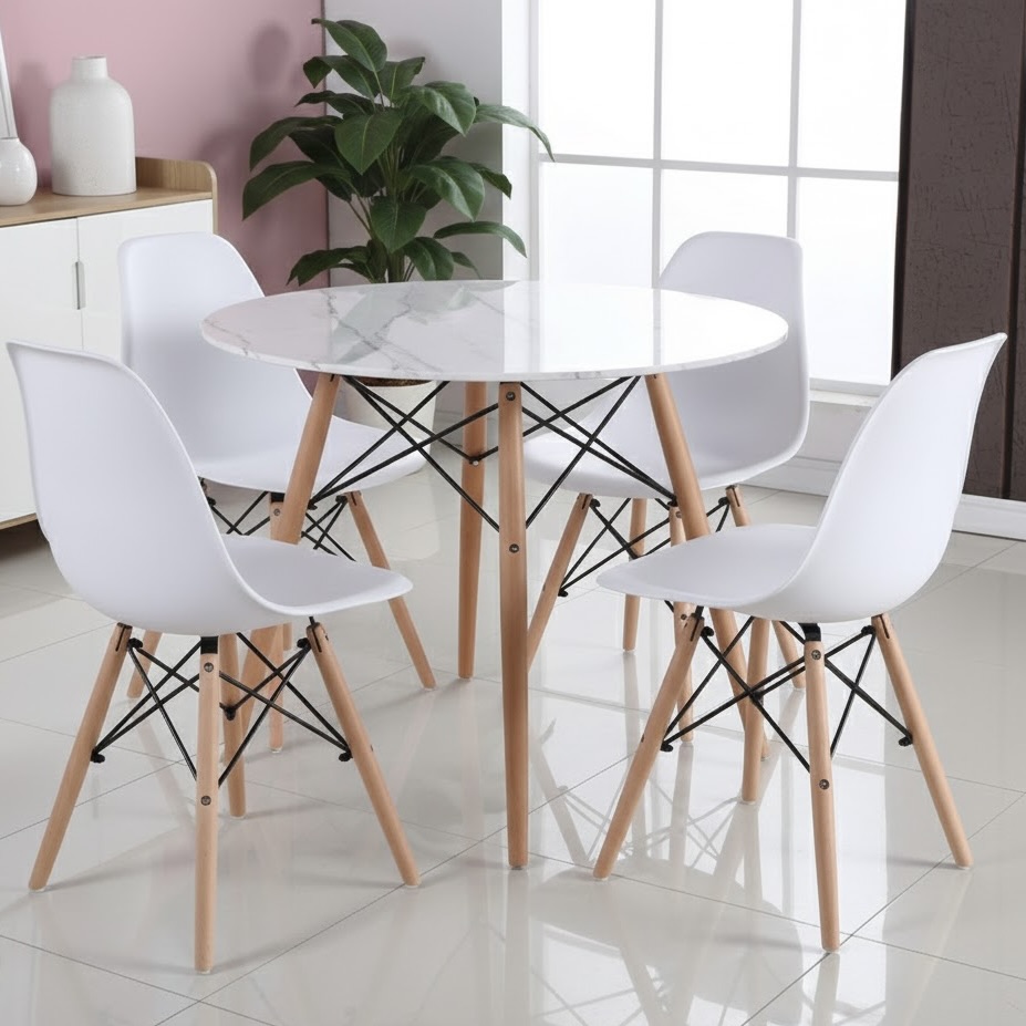 4x Emmy Wooden Leg Dining Chairs