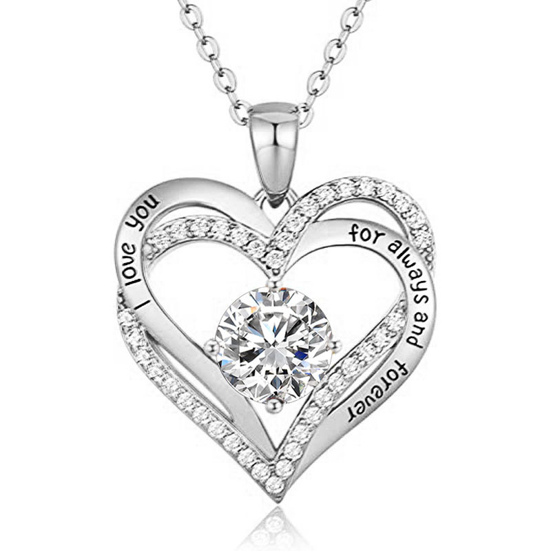 925 Sterling Silver 2ct Moissanite Eternal Vow Heart Necklace