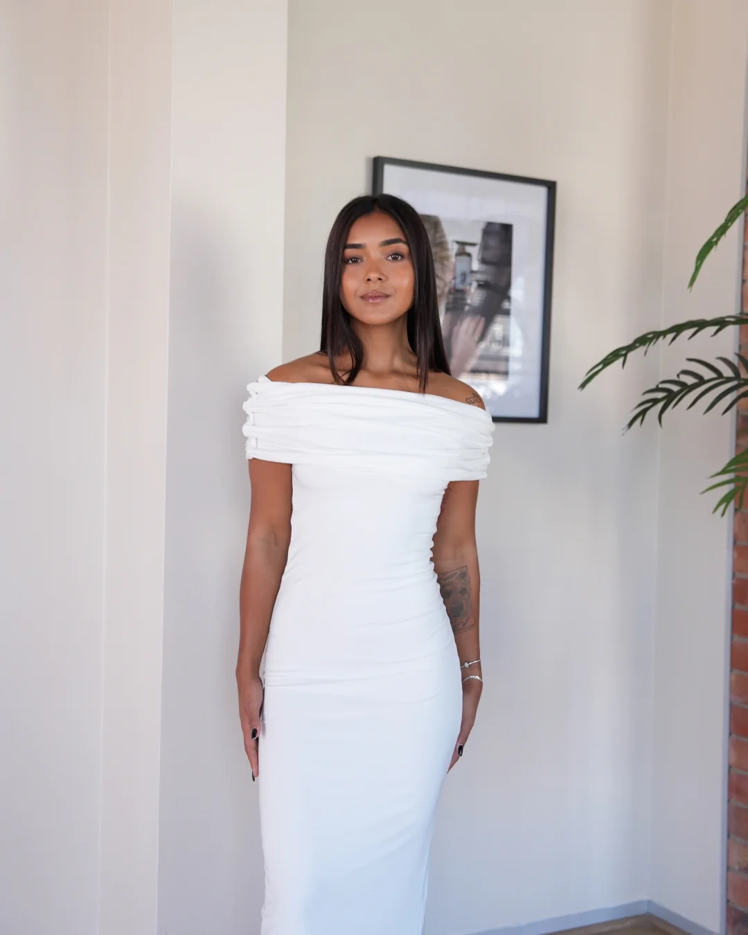 Off-shoulder Bardot Sculpted Dress