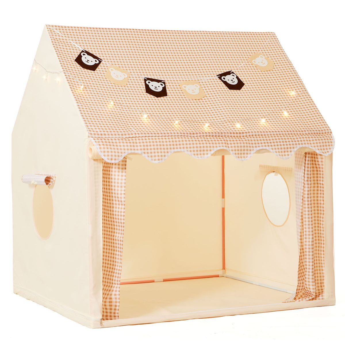Kids Indoor Play Tent House with LED String Lights