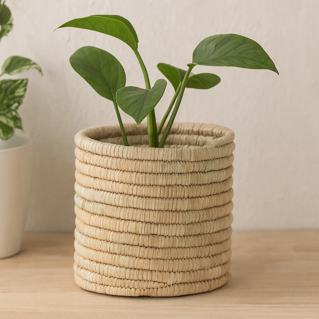 Handmade Malawian Cylinder Planter Basket