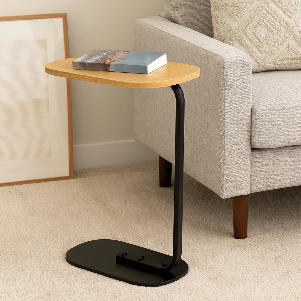 C-Shaped Wooden Side Table