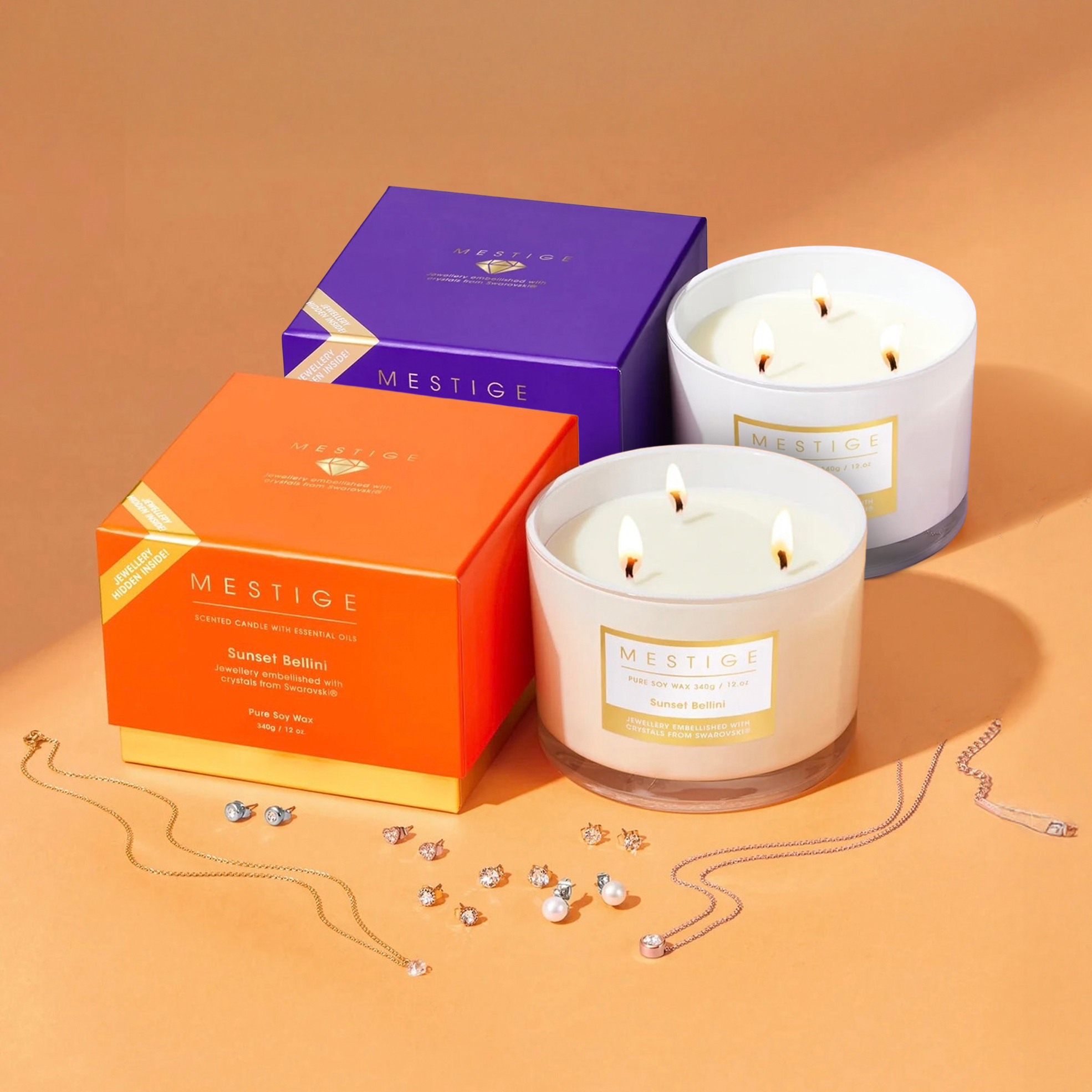 Three Wick Scented Soy Candle with Hidden Jewellery