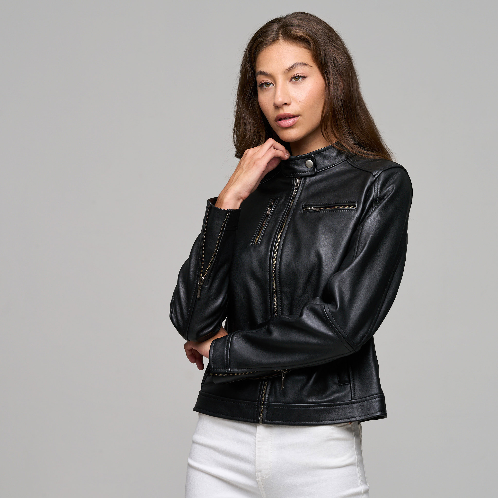 Ladies Kelly Classic Black Leather Jacket