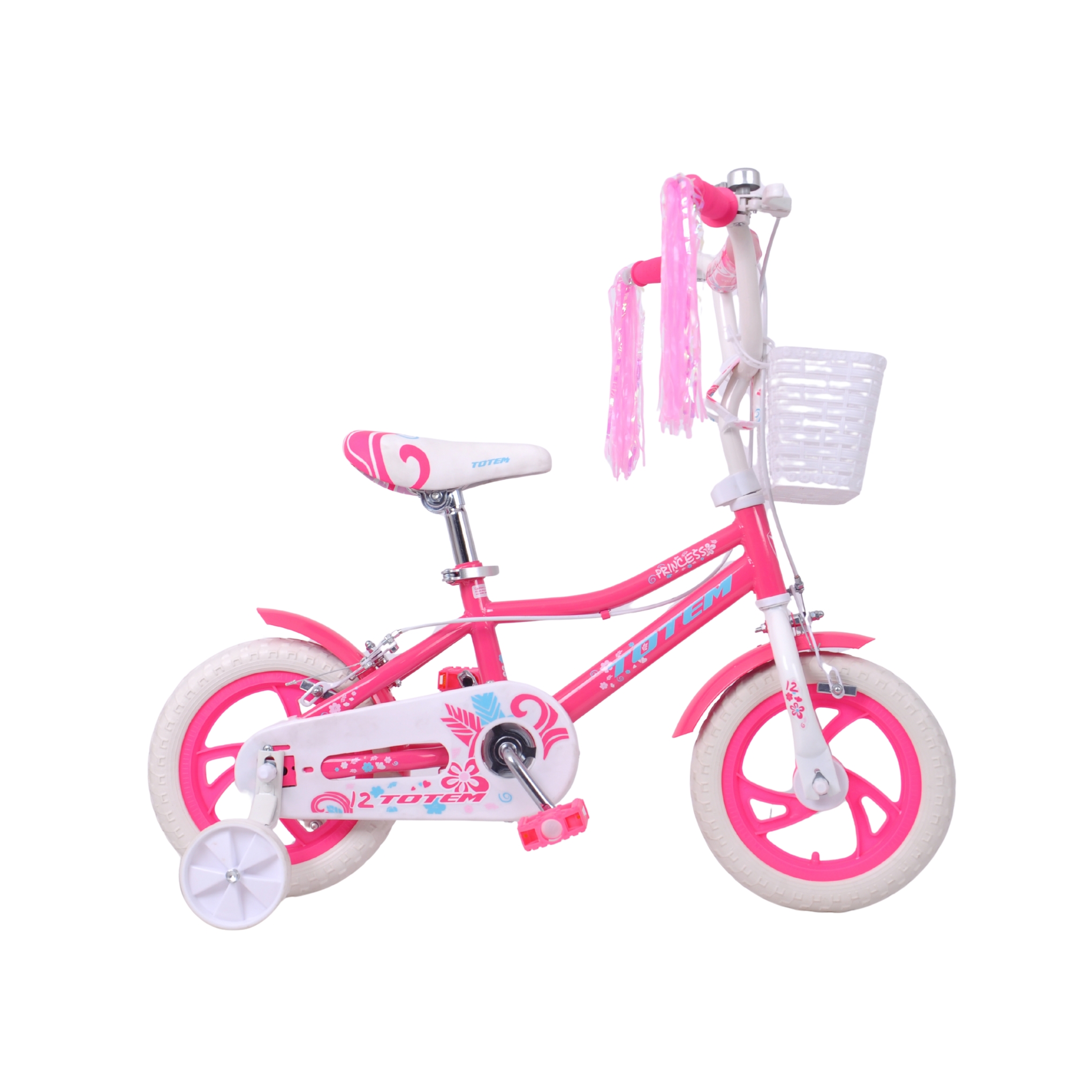 12 Girl Kids Princess Bike w/ Training Wheels & Brake Doll Carrier Bell Bicycle