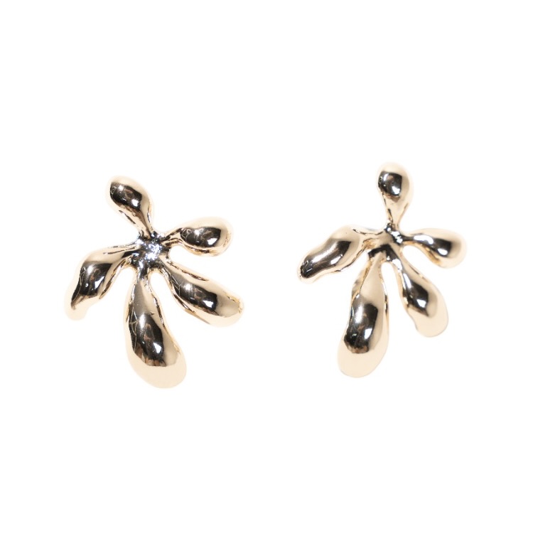 2x Amber Flower Stud Statement Earrings