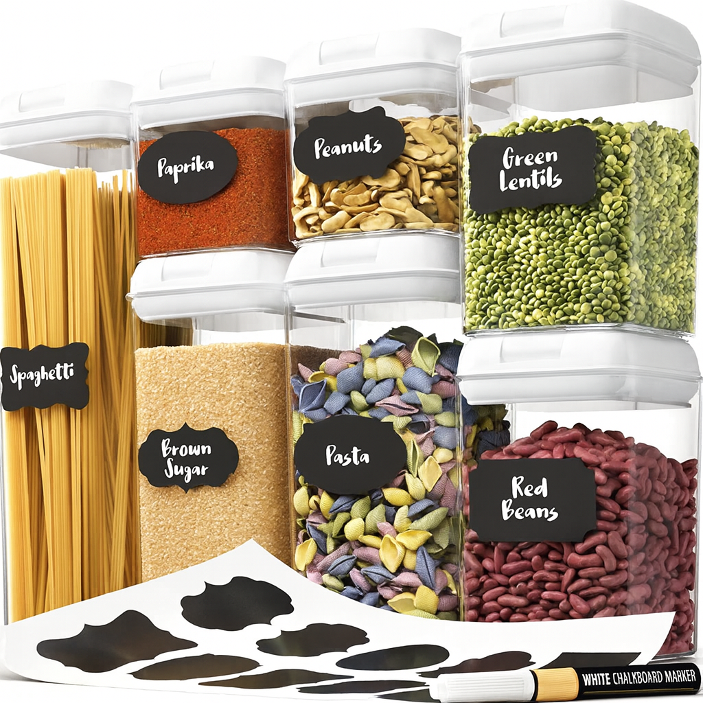 7-Piece Air Tight Food Storage Containers with Labels & Marker