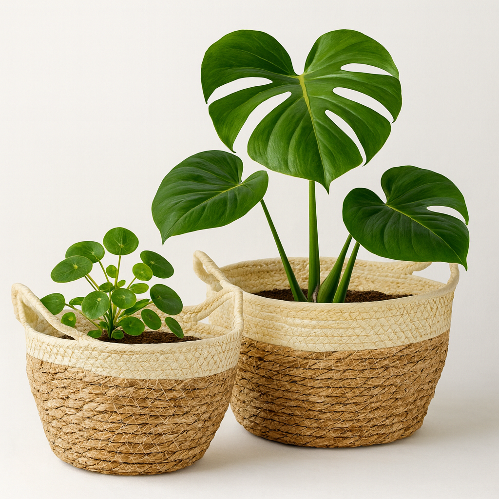 2-Piece Decorative Woven Plant Basket Set