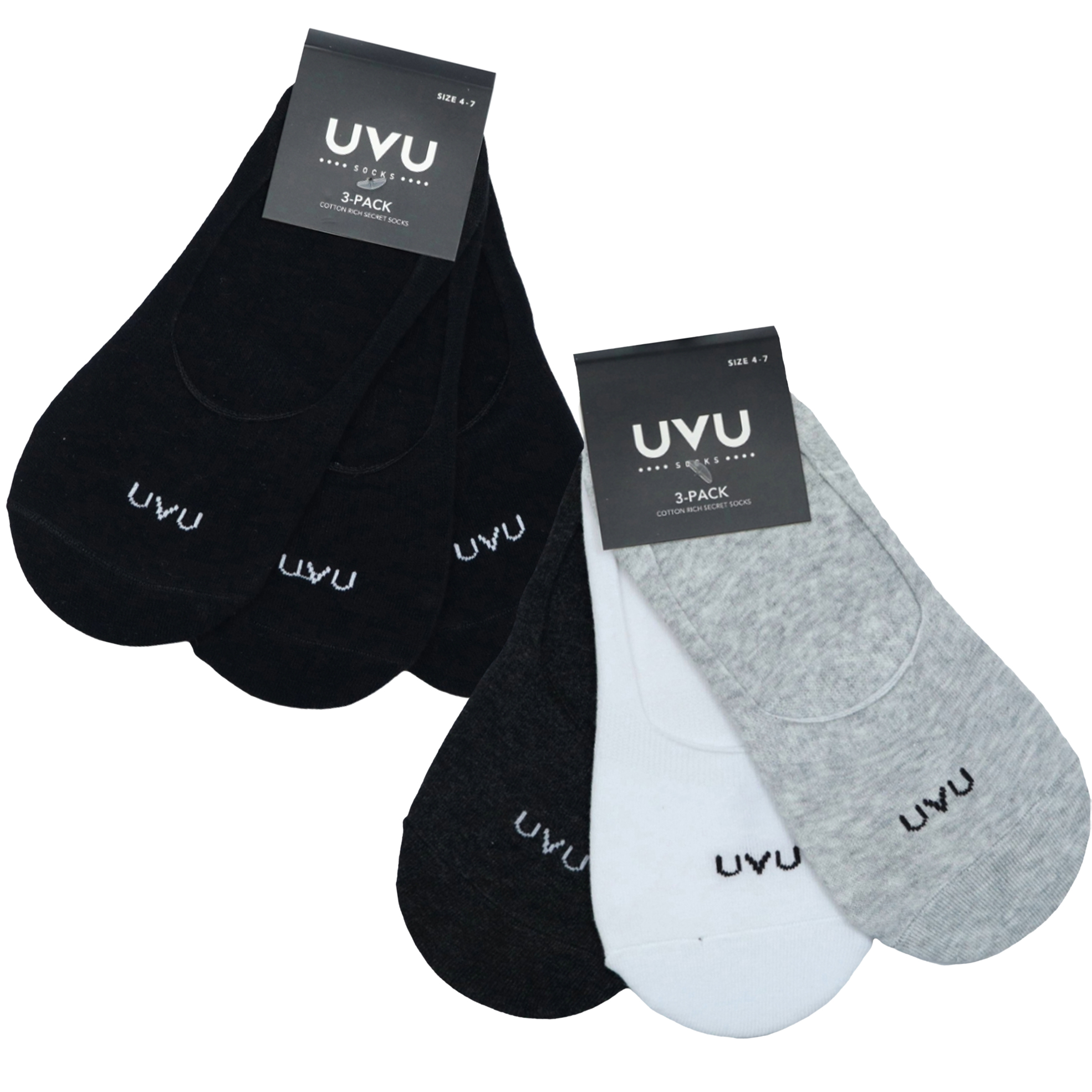 2x 3's Unisex Secret Socks