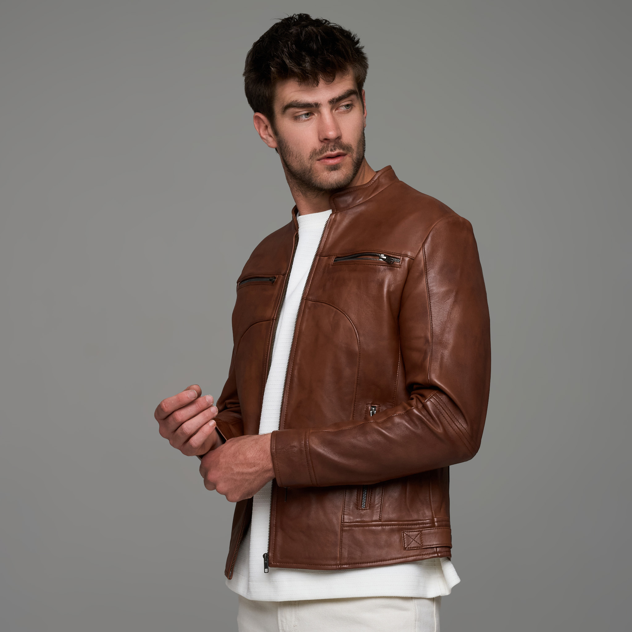 Men's Genuine Leather Classic Slim Fit Jacket