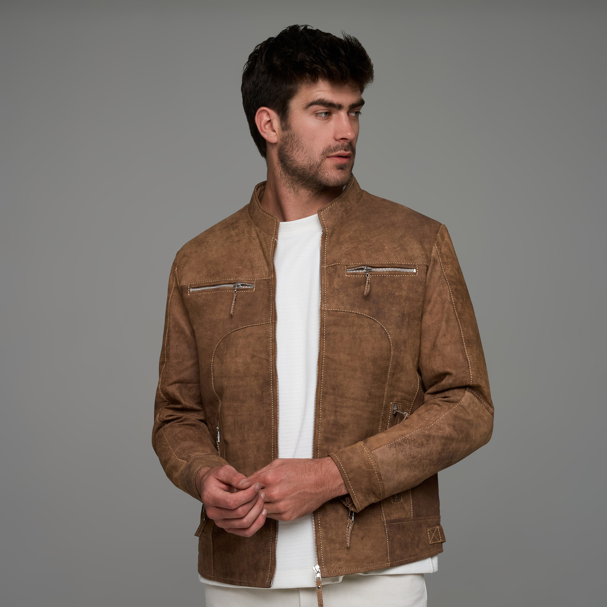 58% off on Men's Slim Fit Leather Jacket | OneDayOnly