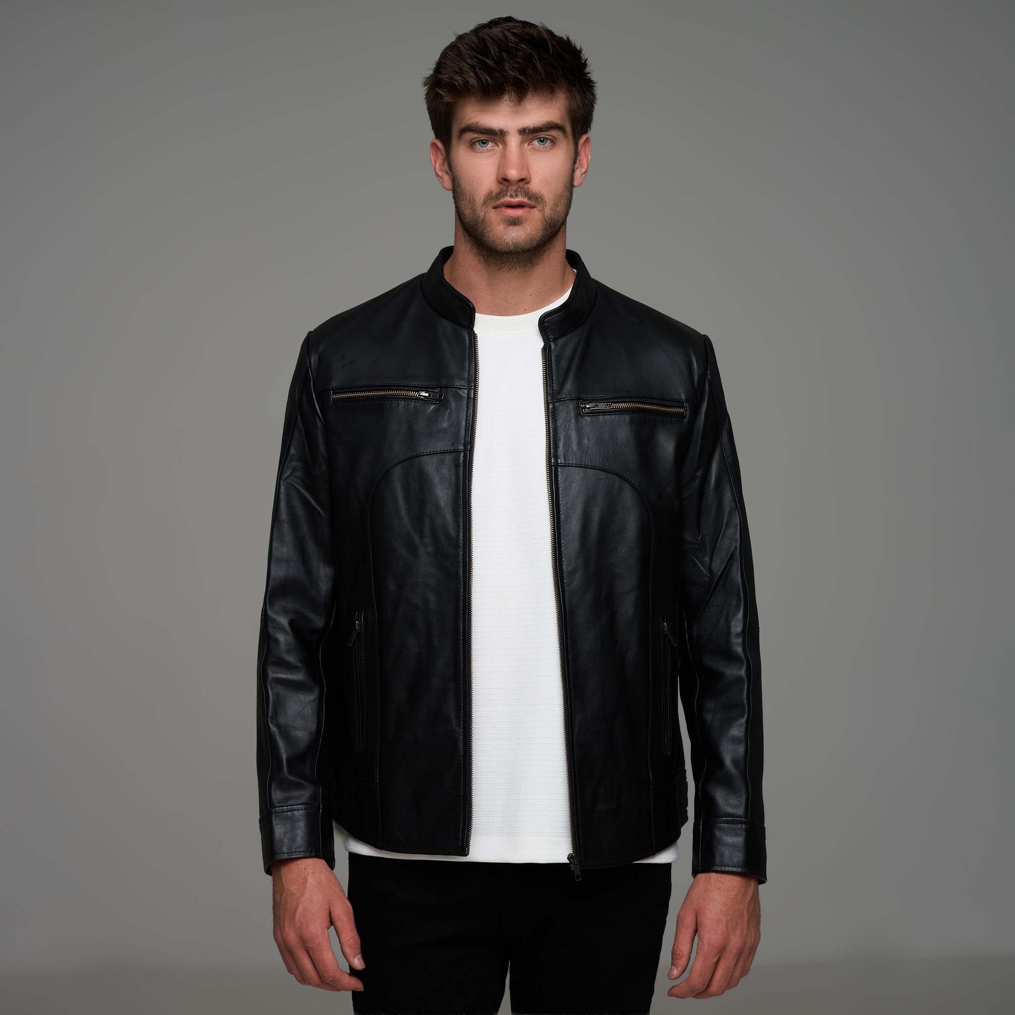 Men's Genuine Leather Classic Slim Fit Jacket