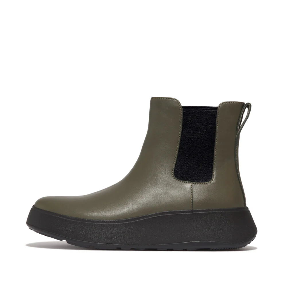 Ladies Deep Olive F-Mode Flatform Chelsea Boots