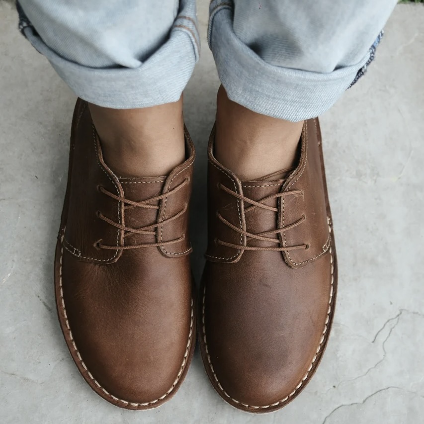 Ladies Genuine Leather Brown Vellies