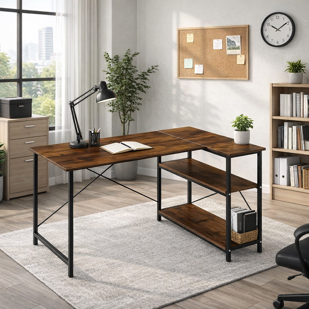 L-Shaped Wooden Corner Desk