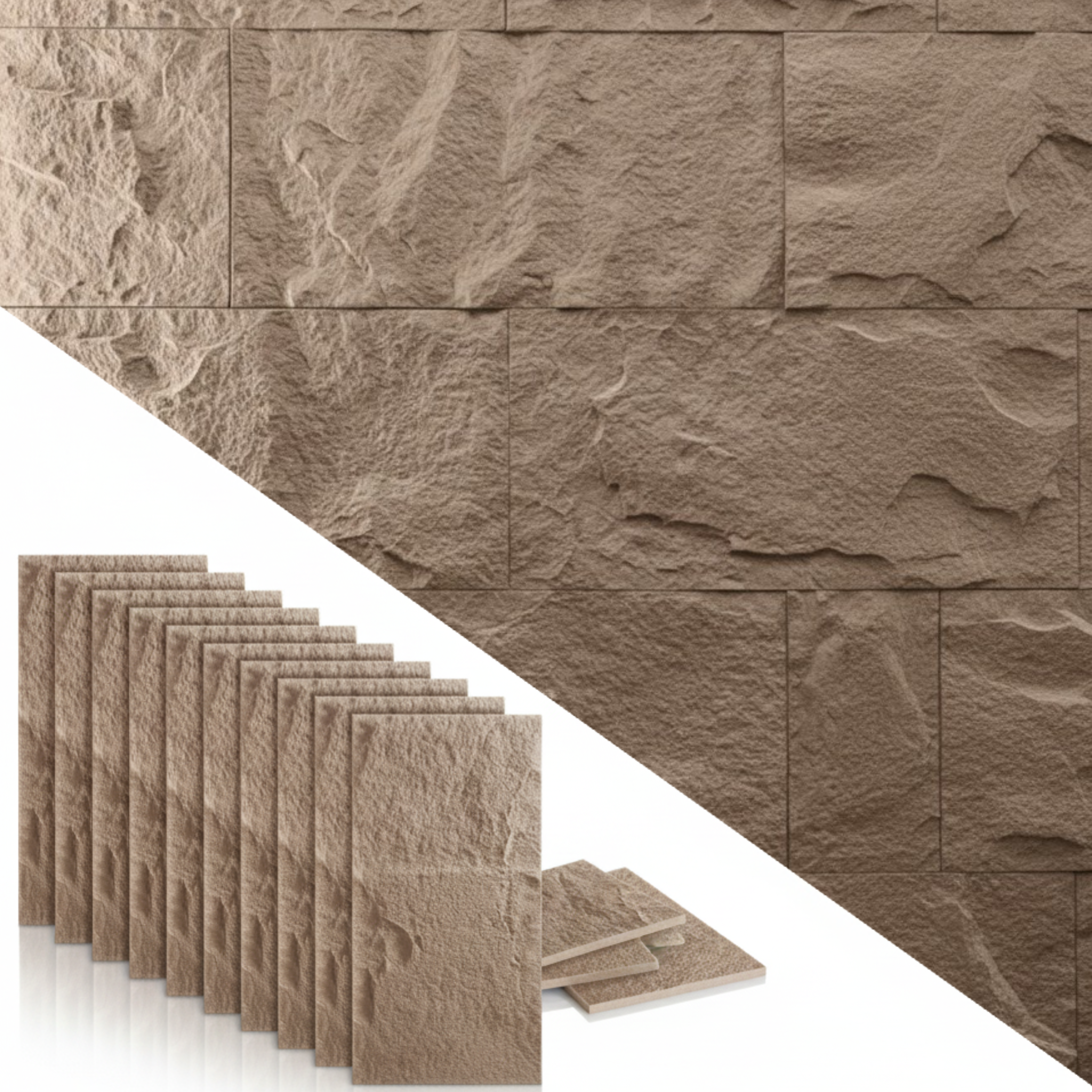 10x 1.2m 3D Rectangular Interior PU Stone Wall Panels